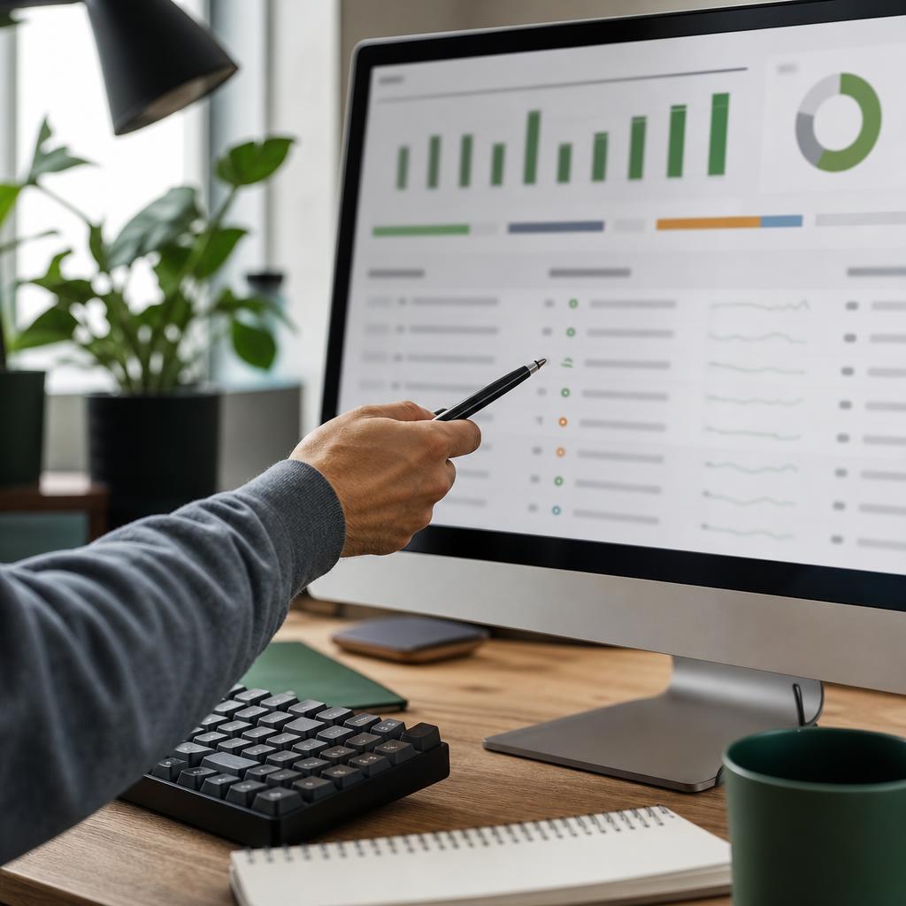 Écran d’ordinateur affichant un rapport d’indexation avec des barres de statistiques et une liste d’adresses